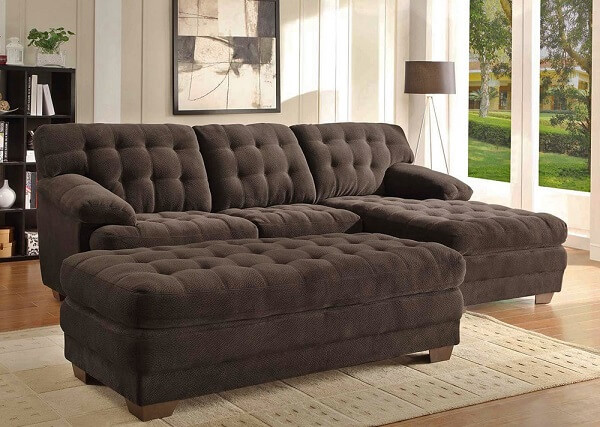 Home Elegance Channel-Tufted 2-Piece Textured Plush Microfiber Sectional Sofa Set Home Elegance Channel-Tufted 2-Piece Textured Plush Microfiber Sectional Sofa Set