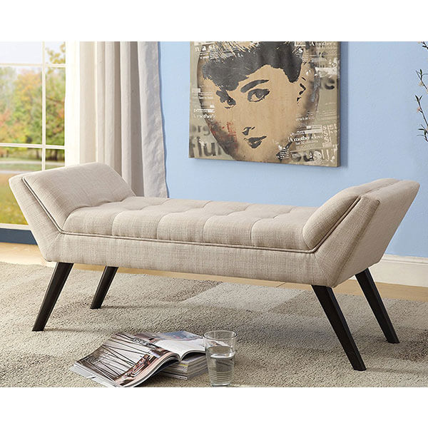 Wholesale Interiors Tamblin Linen Fabric Upholstered Grid-Tufting 50-inch Bench, Beige Wholesale Interiors Tamblin Linen Fabric Upholstered Grid-Tufting 50-inch Bench, Beige