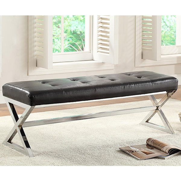 Homelegance Metal Base Bench, Black Homelegance Metal Base Bench, Black