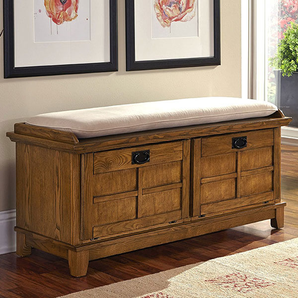 Home Styles Arts and Crafts Cottage Oak Upholstered Bench Home Styles Arts and Crafts Cottage Oak Upholstered Bench