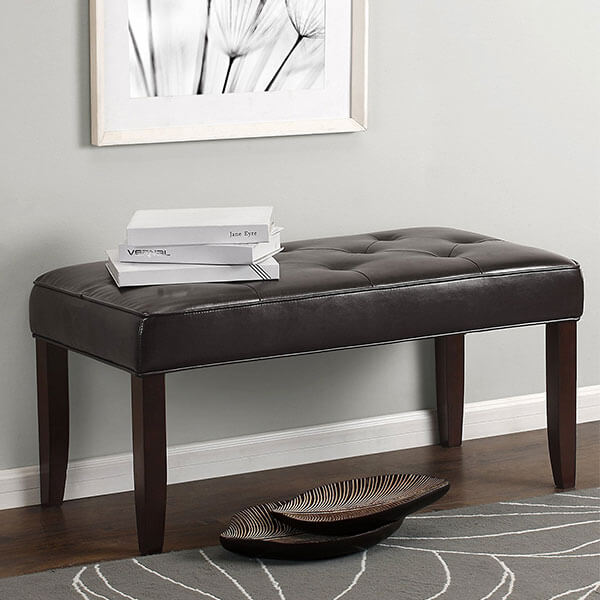 Dorel Living Diamond Tufted Bench, Espresso Dorel Living Diamond Tufted Bench, Espresso