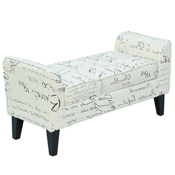 HomCom Modern Linen Armed Entryway Bench, Signature Print HomCom Modern Linen Armed Entryway Bench, Signature Print