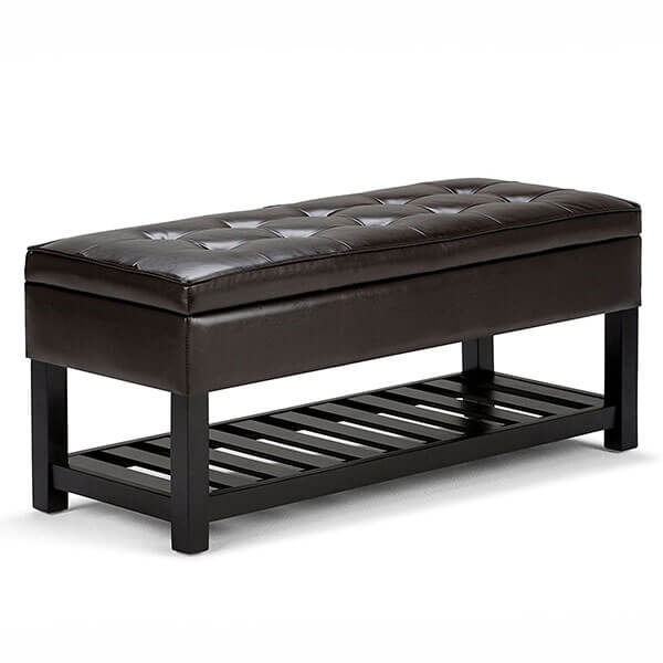 Simpli Home Cosmopolitan Storage Ottoman Bench, Espresso Brown Simpli Home Cosmopolitan Storage Ottoman Bench, Espresso Brown