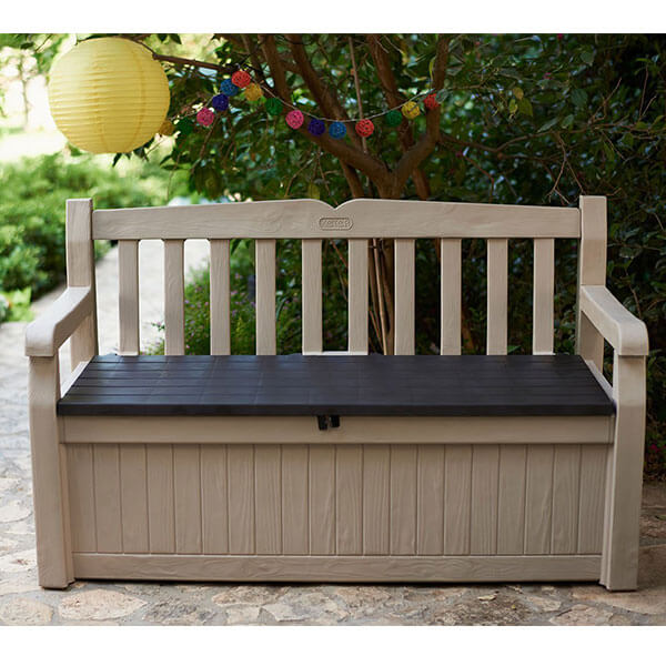 Keter Eden All WeatherPatio Storage Bench, Beige/Brown Keter Eden All WeatherPatio Storage Bench, Beige/Brown