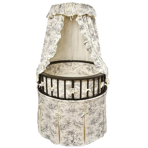 Badger Basket Elegance Round Baby Bassinet, Black with Black Toile Badger Basket Elegance Round Baby Bassinet, Black with Black Toile