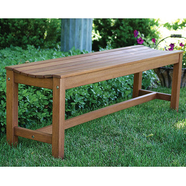 Outdoor Interiors 3 Person Backless Eucalyptus Bench Outdoor Interiors 3 Person Backless Eucalyptus Bench