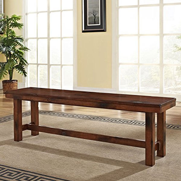 WE Furniture Solid Wood Dark Oak Dining Bench WE Furniture Solid Wood Dark Oak Dining Bench