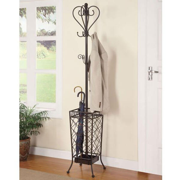 Costway Metal Coat Hat Rack Organizer Clothes Hanger Hooks Tree Stand  Umbrella Holder