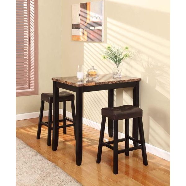 Bistro Tables Easy Home Concepts Roundhill 3 Piece Counter Height Glossy Print Marble Bistro Table With Stools