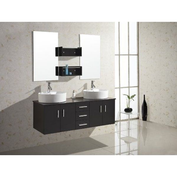 Double Vanities Easy Home Concepts Virtu Usa Enya 60 Inch Wall Mounted Double Sink Bathroom Vanity With Ceramic Basins