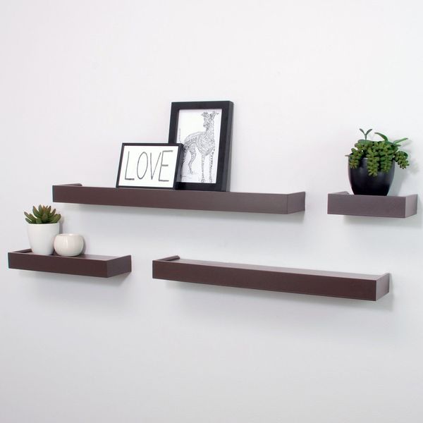 6 Best Floating Shelves Of 2019 Easy Home Concepts Vertigo Set Of 4 Ledge Shelves Espresso