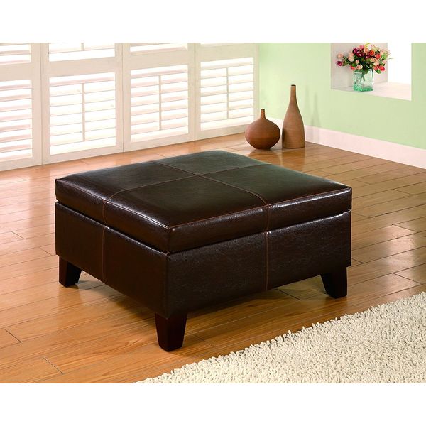 Leather Ottomans Easy Home Concepts Coaster Dark Brown Contemporary Square Faux Leather Ottoman